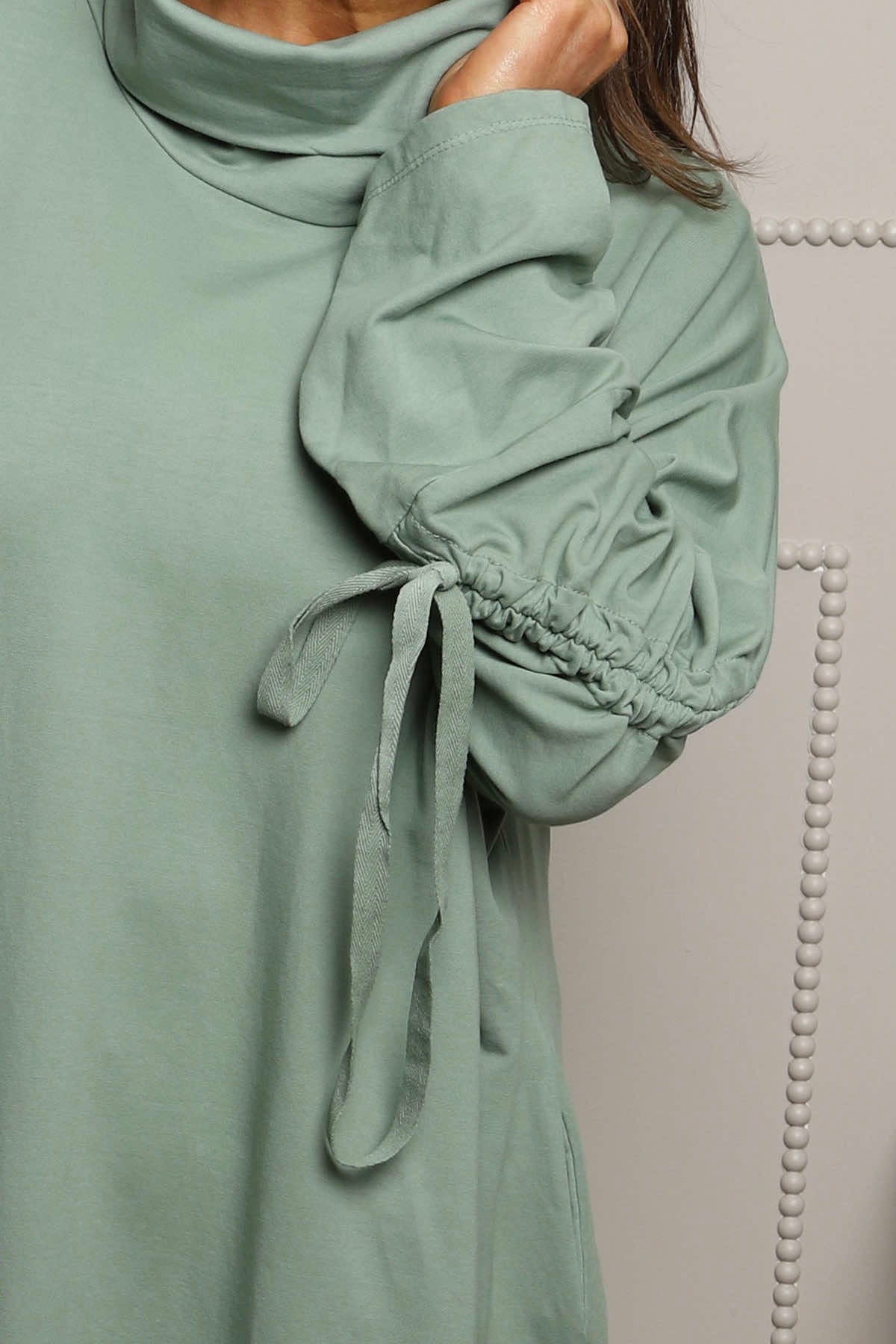 Dalary Cowl Neck Cotton Tunic Sage Green