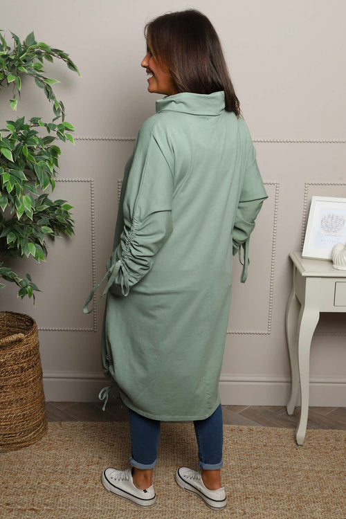 Dalary Cowl Neck Cotton Tunic Sage Green - Image 4