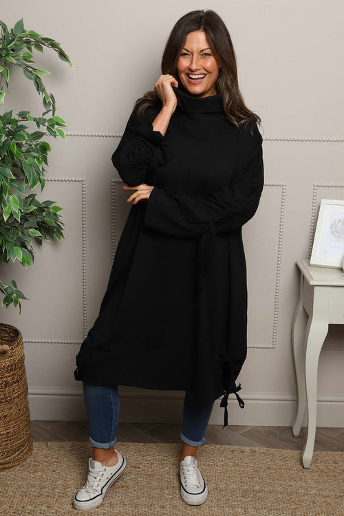 Dalary Cowl Neck Cotton Tunic Black