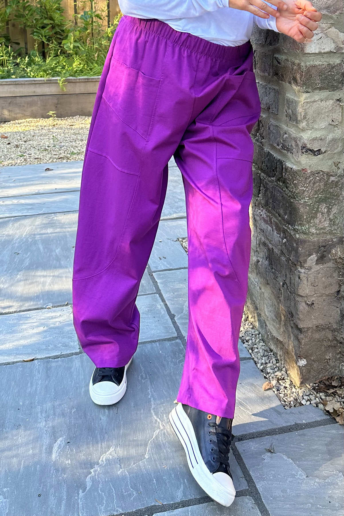 Yasmine Pocket Cotton Trousers Purple