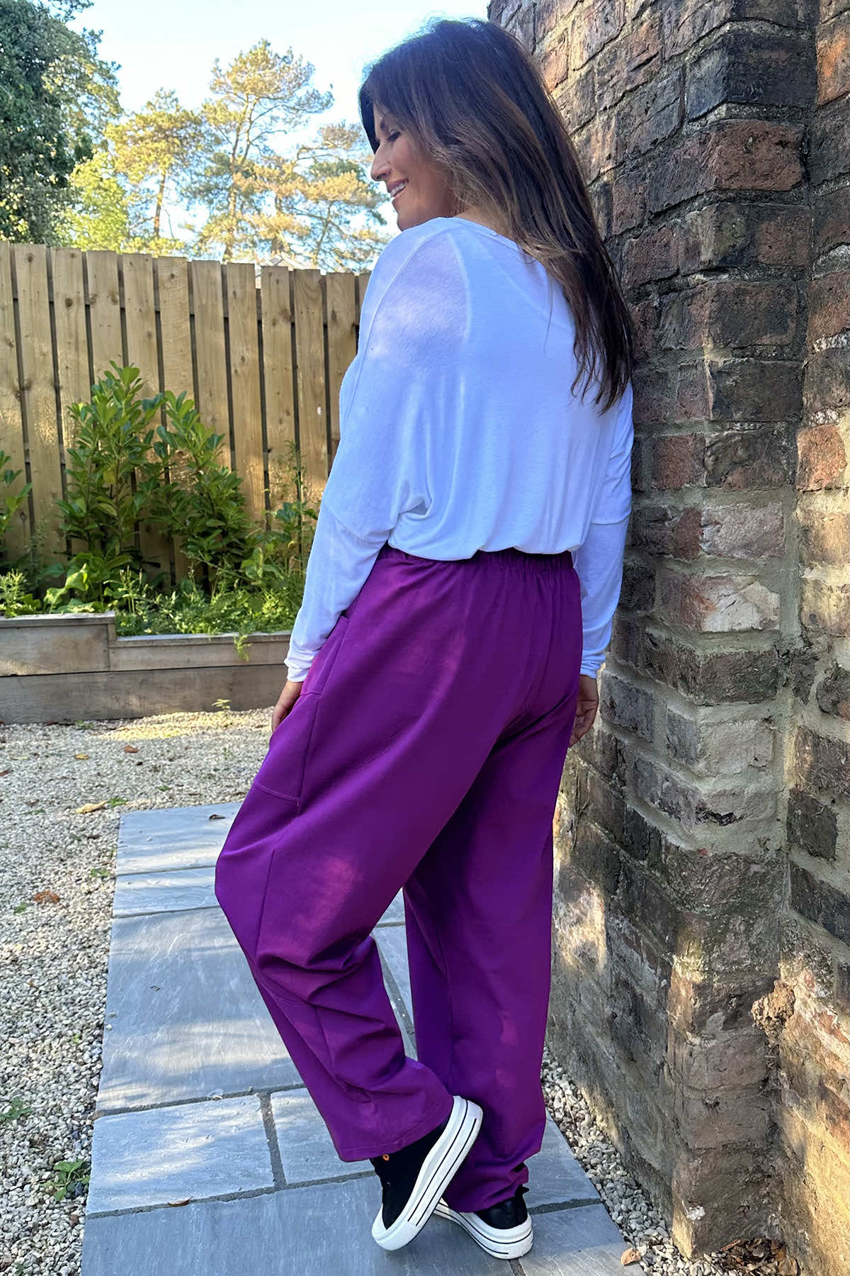 Yasmine Pocket Cotton Trousers Purple