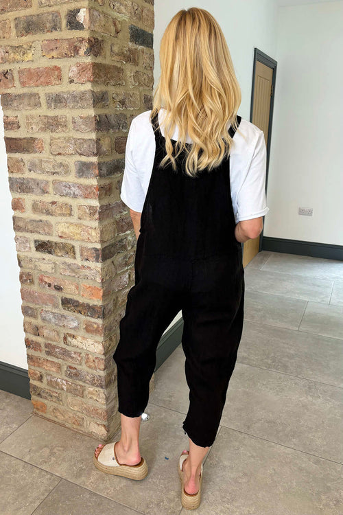 Pabo Linen Dungarees Black - Image 4