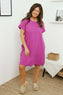 Joyce Button Linen Dress Berry