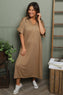Frieda V-Neck Ribbed Dress Camel