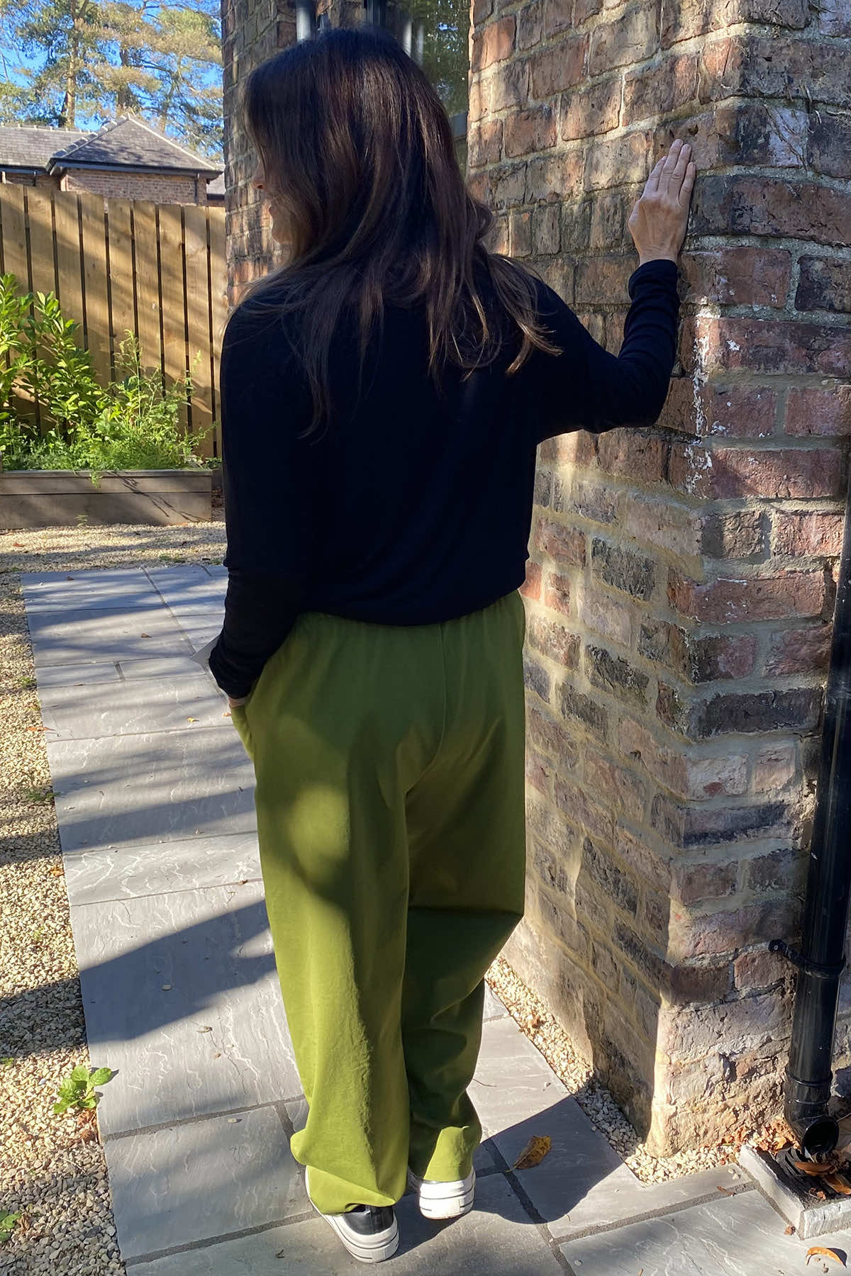 Yasmine Pocket Cotton Trousers Olive