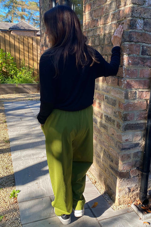 Yasmine Pocket Cotton Trousers Olive - Image 4