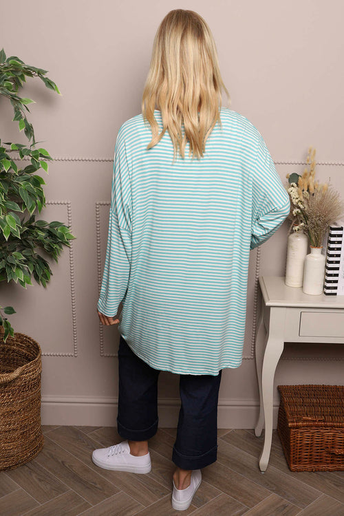 Avril Stripe Slouch Top Aqua - Image 4