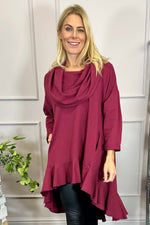 Eden Dipped Hem Cotton Tunic Wine Wine - Eden Dipped Hem Cotton Tunic Wine