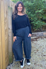 Clarisse Button Pocket Cord Trousers Charcoal Charcoal - Clarisse Button Pocket Cord Trousers Charcoal