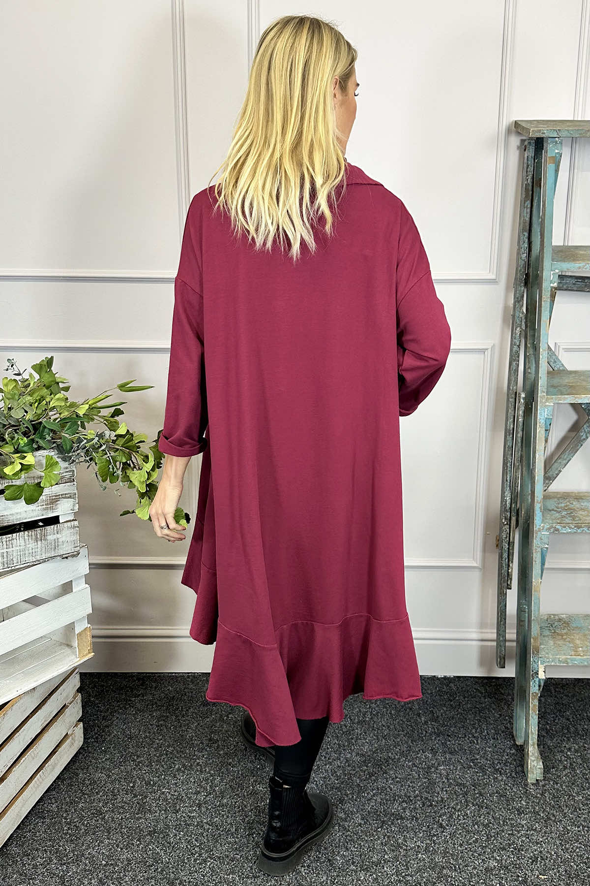 Eden Dipped Hem Cotton Tunic Wine