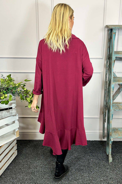 Eden Dipped Hem Cotton Tunic Wine - Image 4