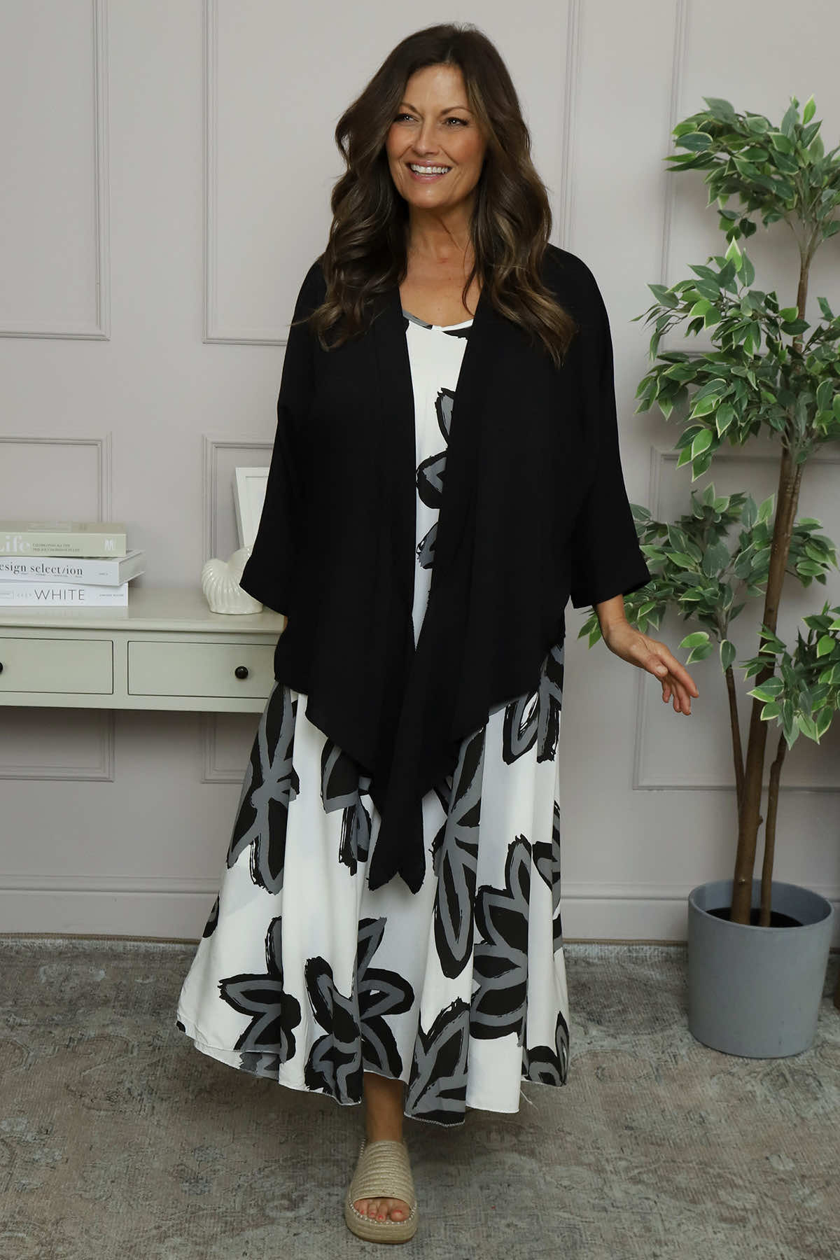 Miren Print Strap Dress Black