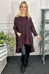 Eden Dipped Hem Cotton Tunic Burgundy