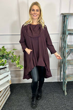 Eden Dipped Hem Cotton Tunic Burgundy Burgundy - Eden Dipped Hem Cotton Tunic Burgundy