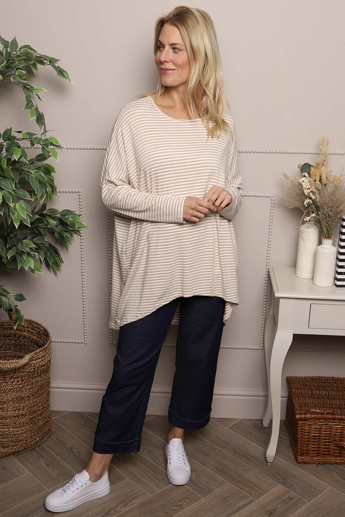 Avril Stripe Slouch Top Mocha