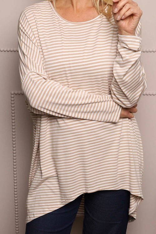 Avril Stripe Slouch Top Mocha - Image 3