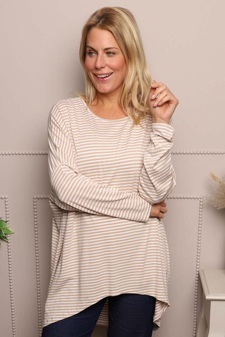 Avril Stripe Slouch Top Mocha