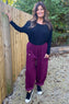 Clarisse Button Pocket Cord Trousers Wine