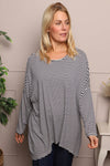 Avril Stripe Slouch Top Navy