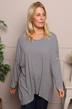 Avril Stripe Slouch Top Navy Navy - Avril Stripe Slouch Top Navy