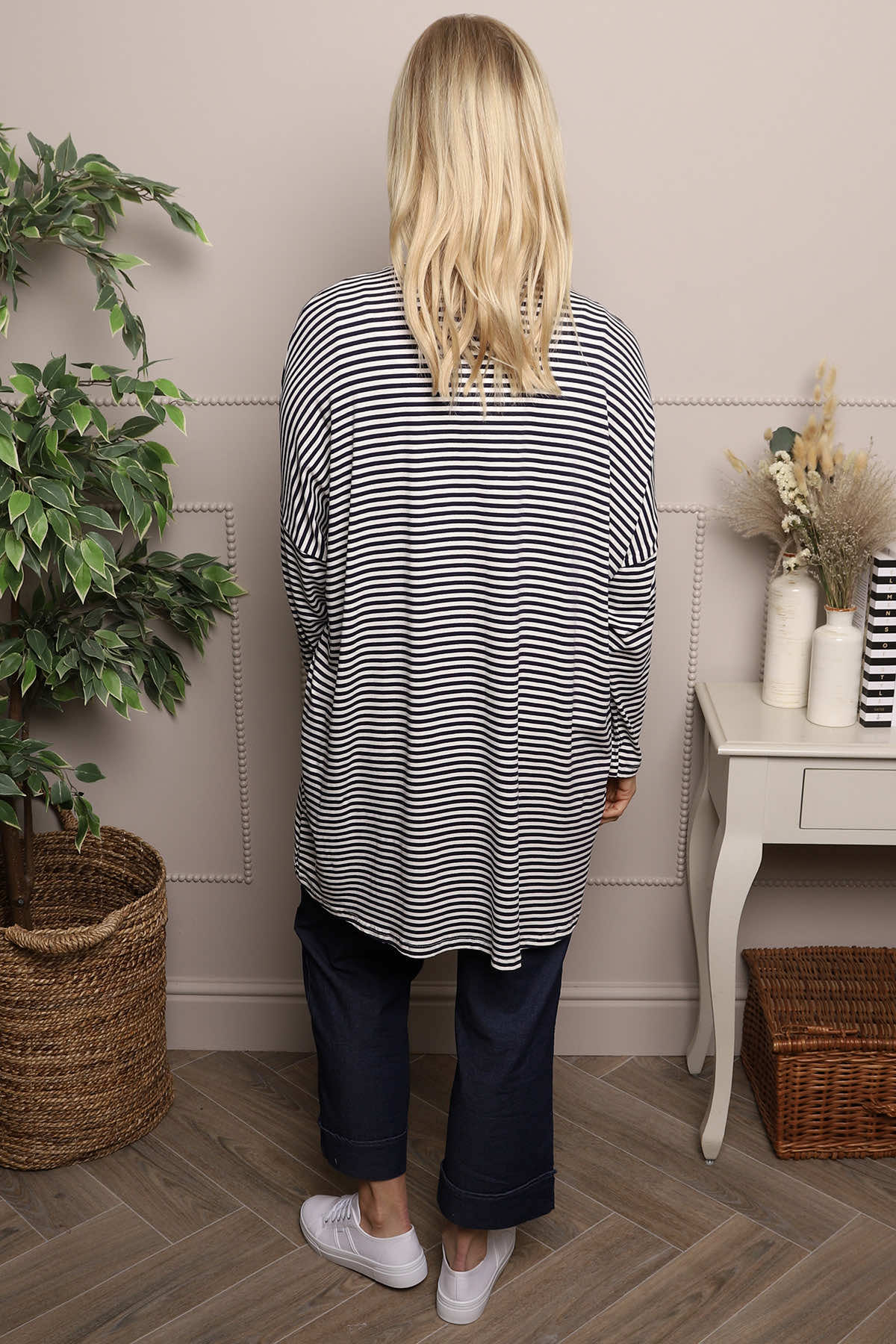Avril Stripe Slouch Top Navy