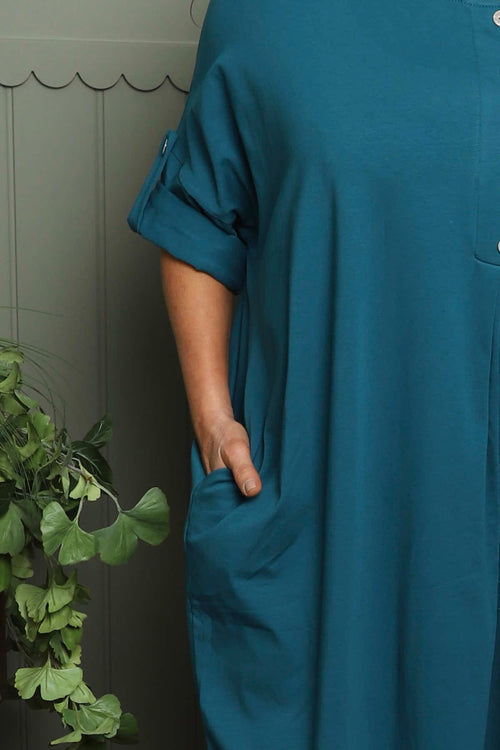Claire Cotton Dress Teal - Image 3