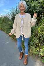 Felicity Tie Front Knitted Cardigan Stone Stone - Felicity Tie Front Knitted Cardigan Stone