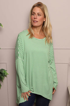 Avril Stripe Slouch Top Green