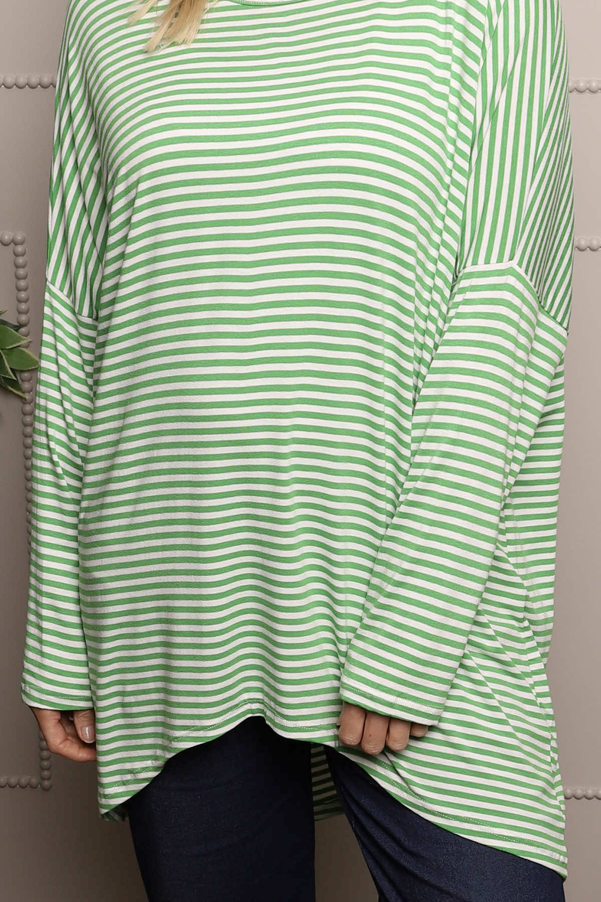 Avril Stripe Slouch Top Green