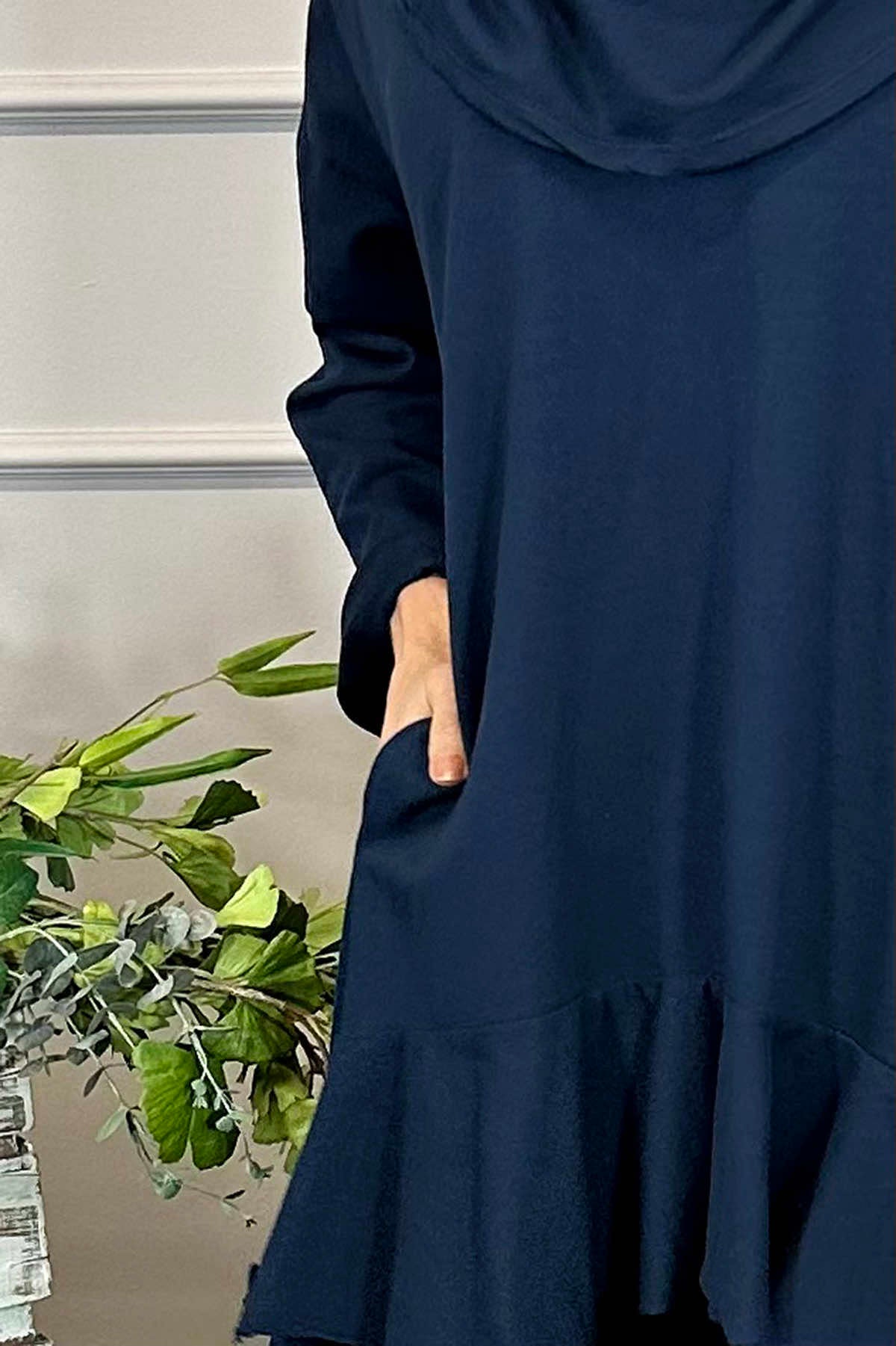 Eden Dipped Hem Cotton Tunic Navy