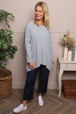 Avril Stripe Slouch Top Blue Blue - Avril Stripe Slouch Top Blue