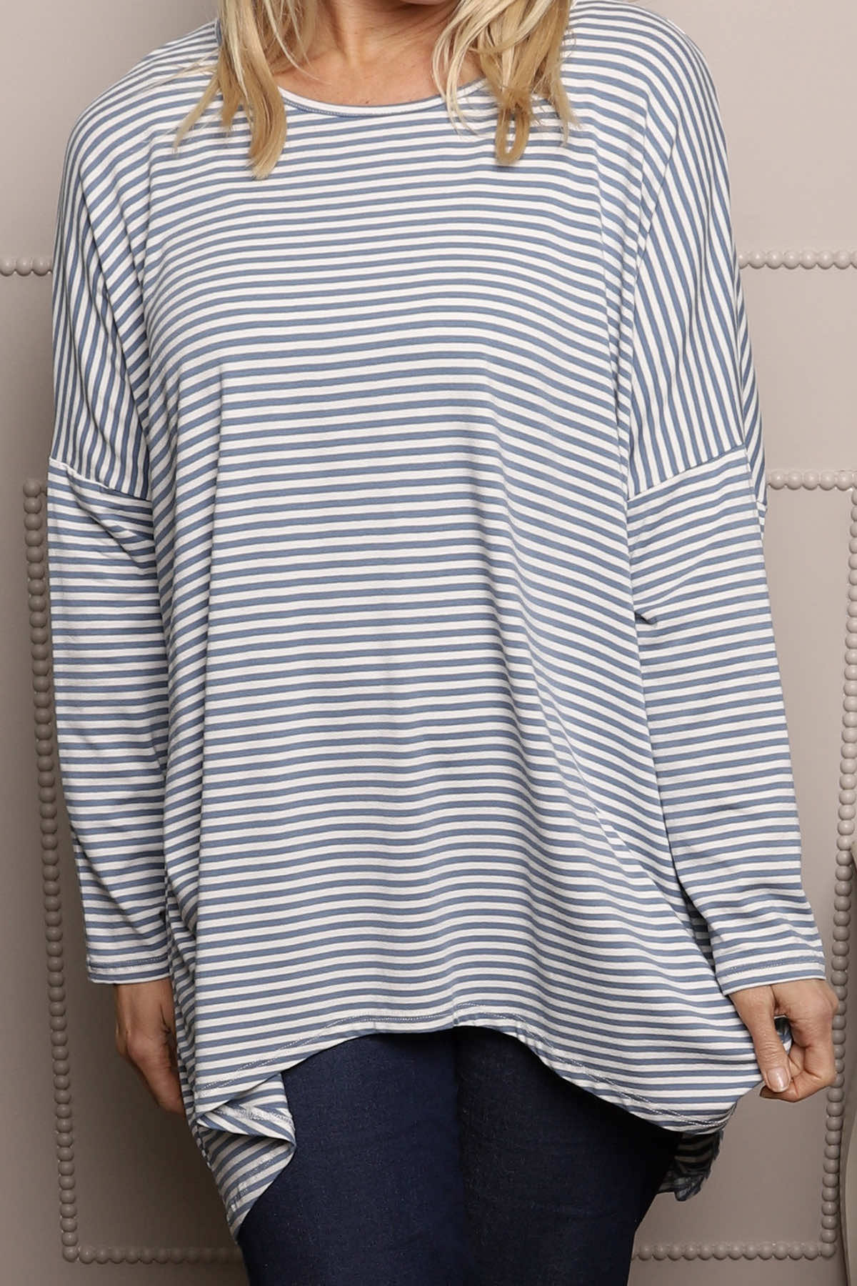 Avril Stripe Slouch Top Blue