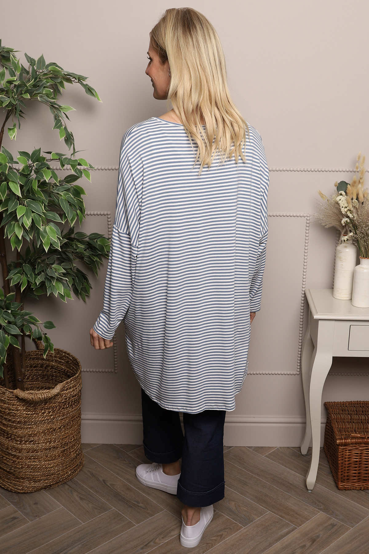 Avril Stripe Slouch Top Blue