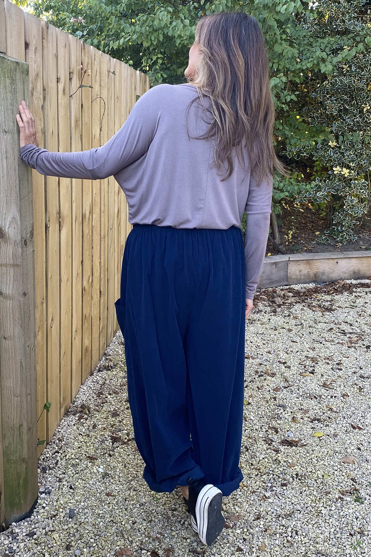 Clarisse Button Pocket Cord Trousers Navy