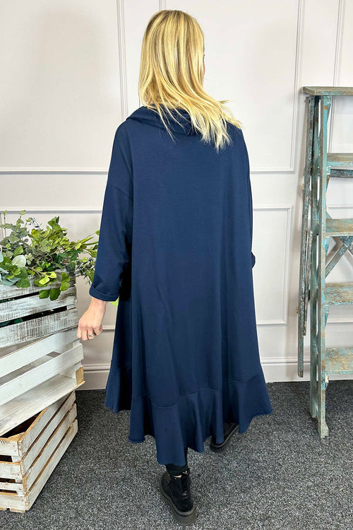 Eden Dipped Hem Cotton Tunic Navy - Image 4