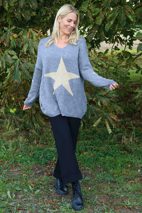 Paige Star Knitted Jumper Mid Grey - Image 2
