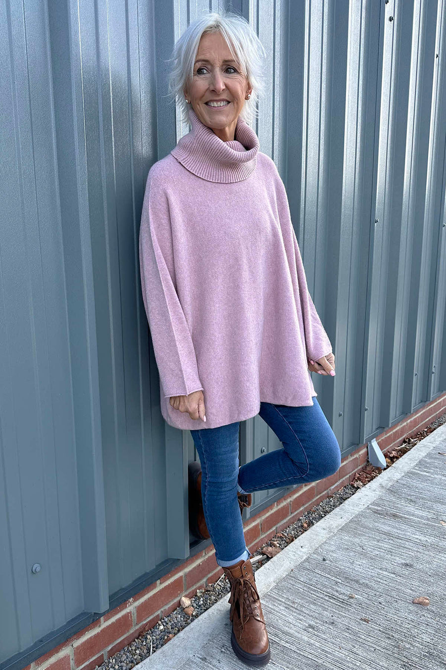 Jude Polo Neck Knitted Jumper Pink