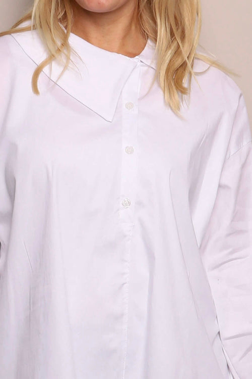 Amaya Collared Button Cotton Top White - Image 3