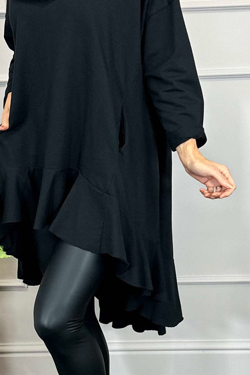 Eden Dipped Hem Cotton Tunic Black - Image 3