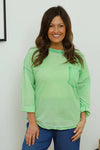 Amelie Washed Pocket Cotton Top Green