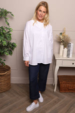 Amaya Collared Button Cotton Top White White - Amaya Collared Button Cotton Top White