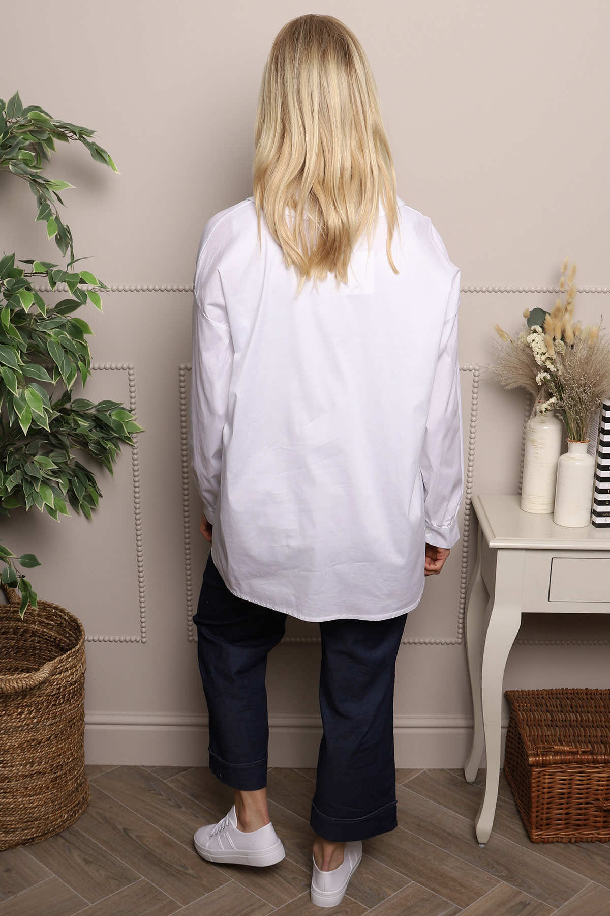 Amaya Collared Button Cotton Top White