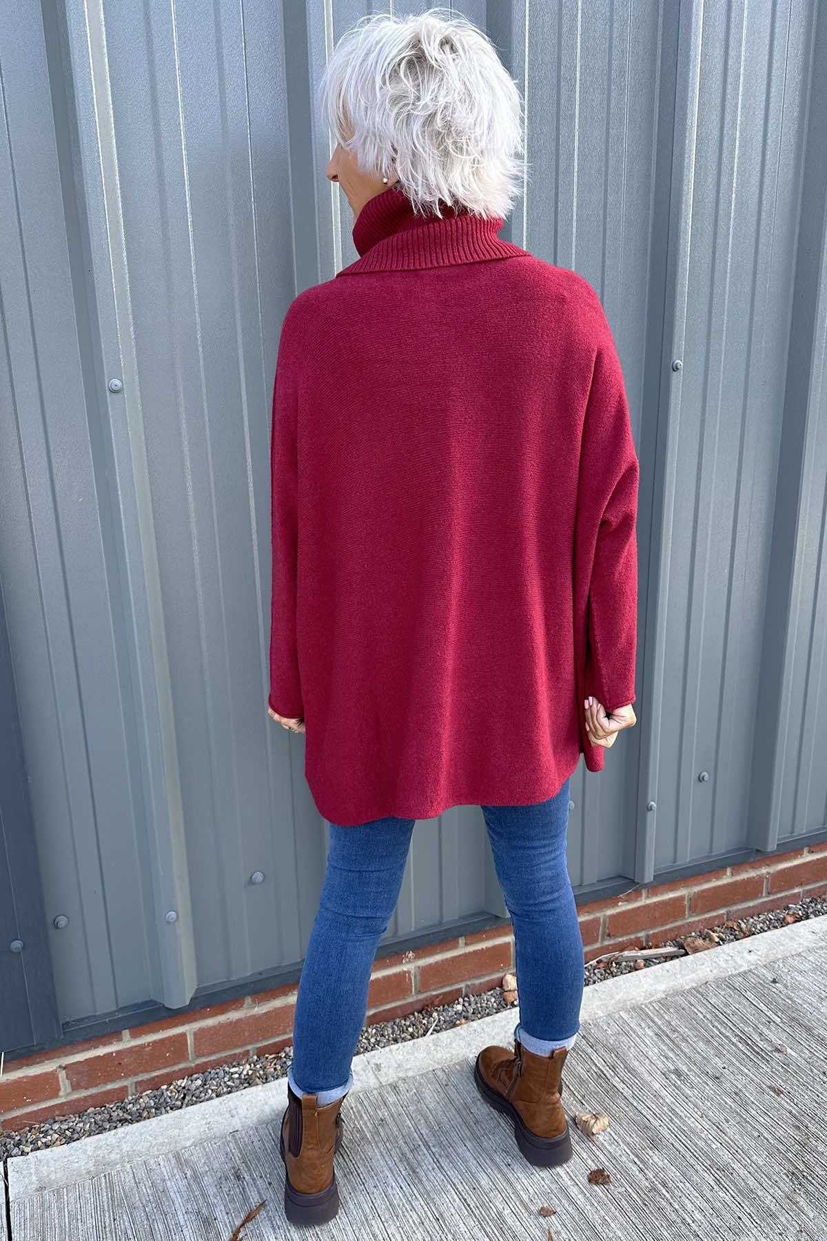 Jude Polo Neck Knitted Jumper Wine