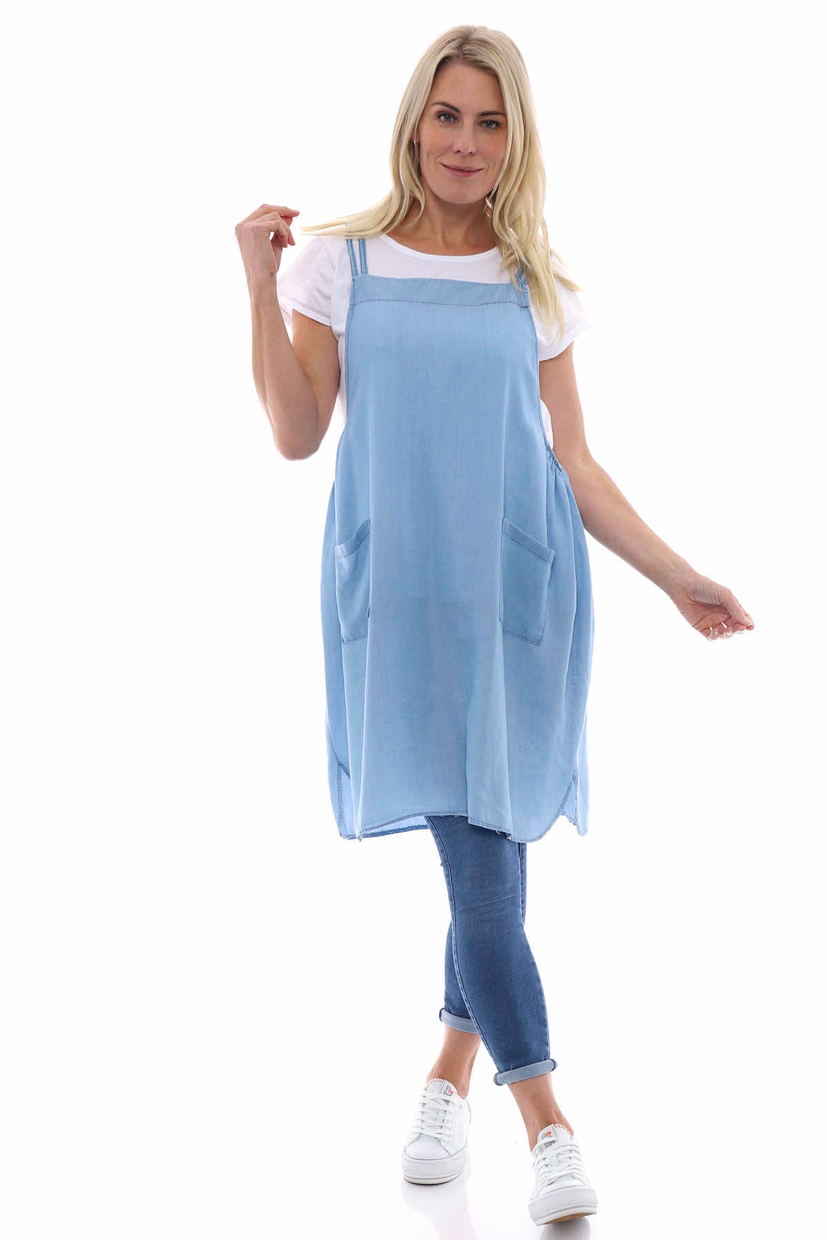 Light clearance blue pinafore