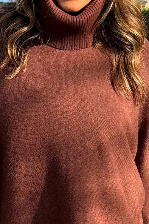 Jude Polo Neck Knitted Jumper Cocoa - Image 3