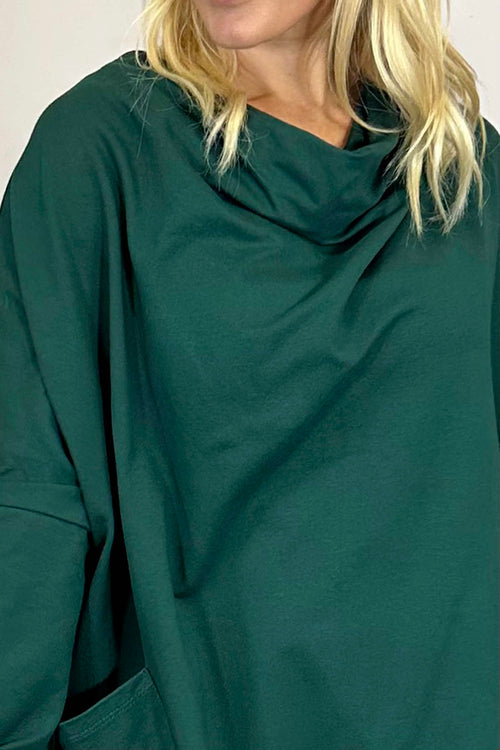 Celia Pocket Cotton Top Bottle Green - Image 3