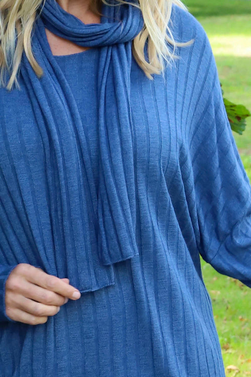 Santana Knitted Scarf Top Blue - Image 3