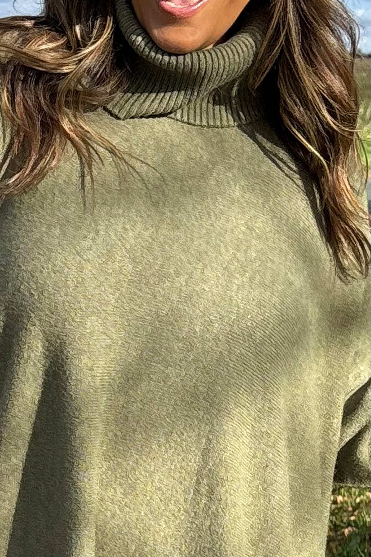 Jude Polo Neck Knitted Jumper Khaki