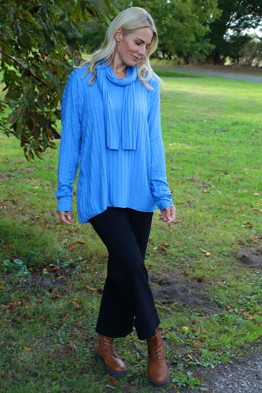 Santana Knitted Scarf Top Cobalt