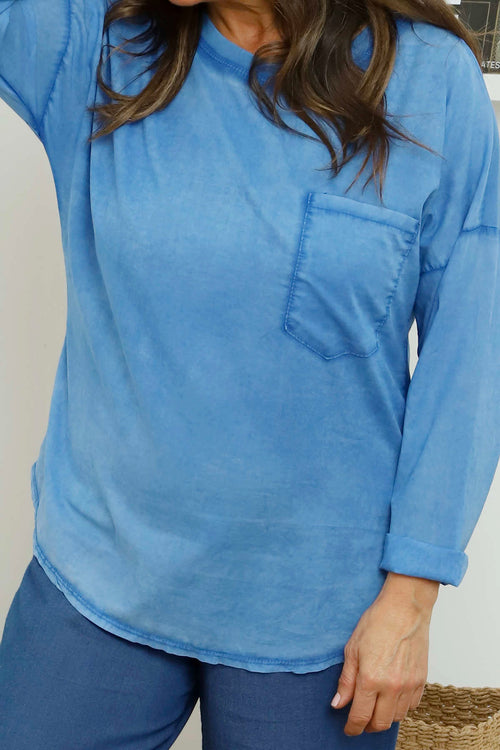 Amelie Washed Pocket Cotton Top Cobalt - Image 3